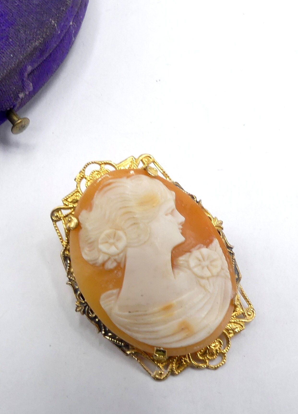 Antique marked 12k cameo pin/brooch Etsy
