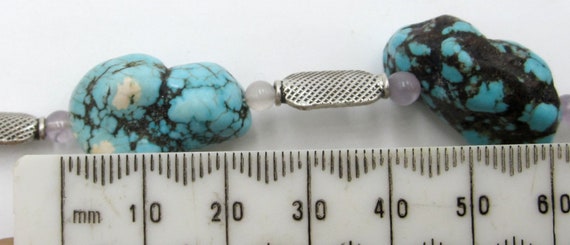Vintage sterling silver & turquoise / amethyst ch… - image 5