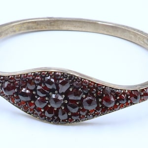 Antique Victorian gold plated Bohemian garnets bangle
