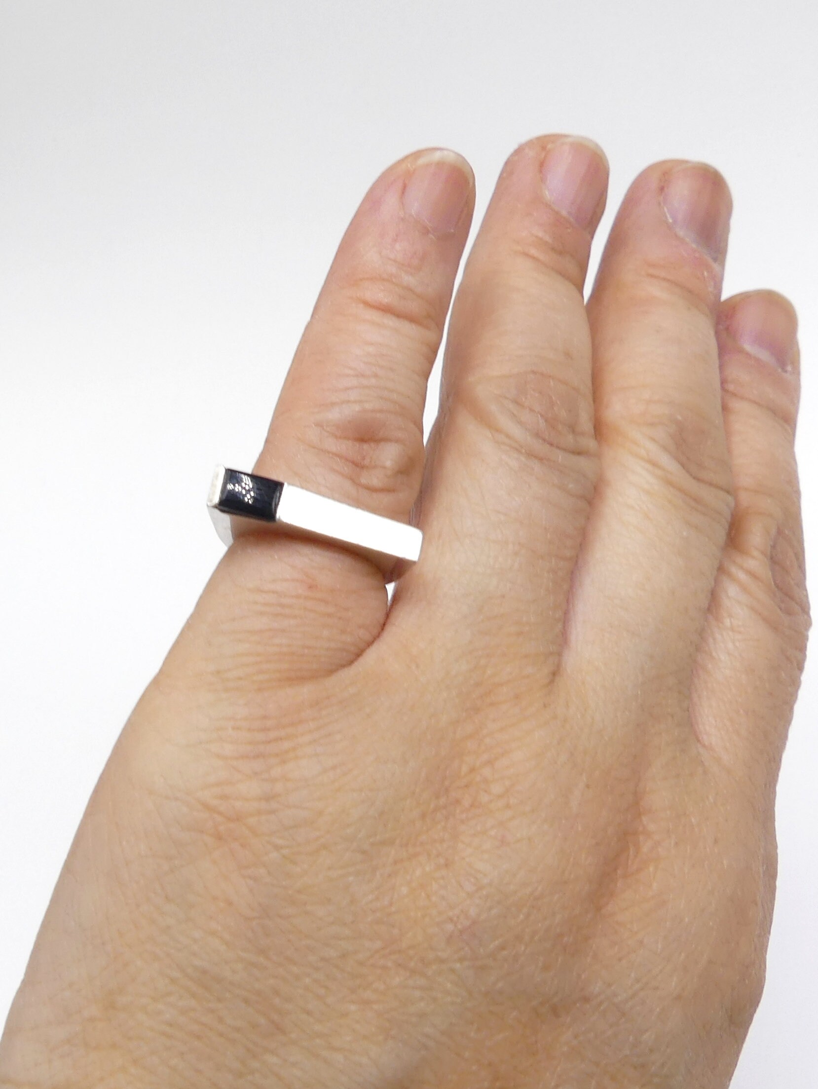 Vintage Modern Design Sterling Silver & Onyx Ring Size 5 - Etsy
