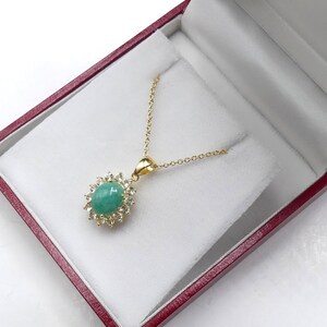 Brand new signed DBJ gold plated sterling silver & green stone pendant necklace