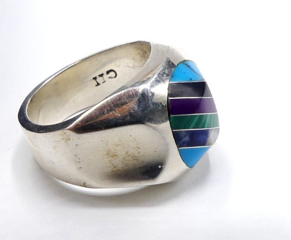 Vintage marked Mexico sterling silver &multi ston… - image 3