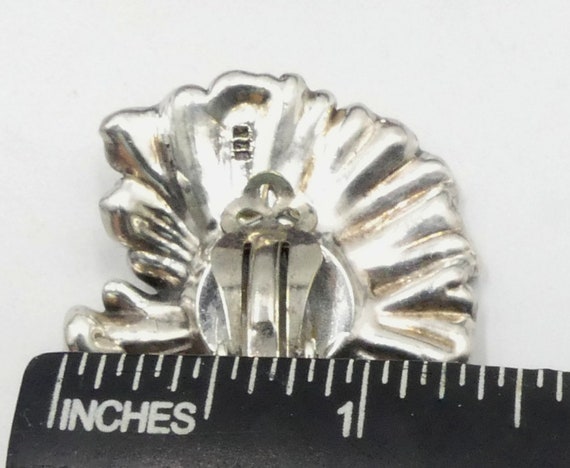 Vintage large sterling silver pansy clip on earri… - image 7