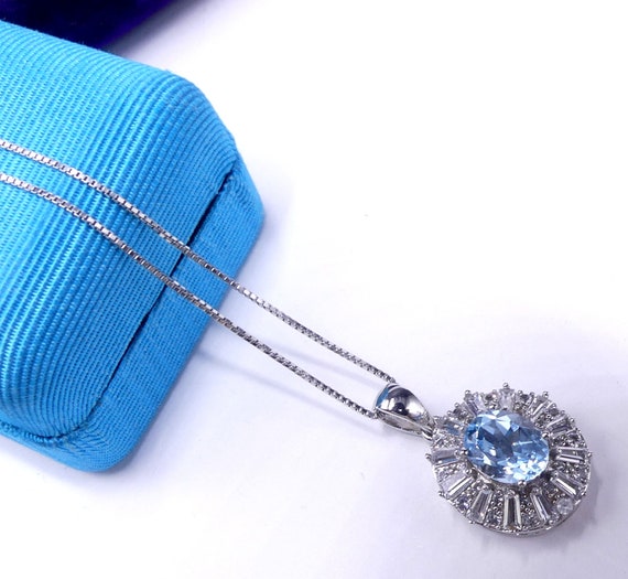 Vintage Marked JZ 925 Sterling Silver & Cz Topaz Pendant
