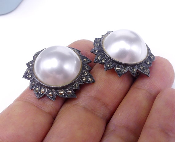 Vintage marked sterling silver marcasite & round … - image 7