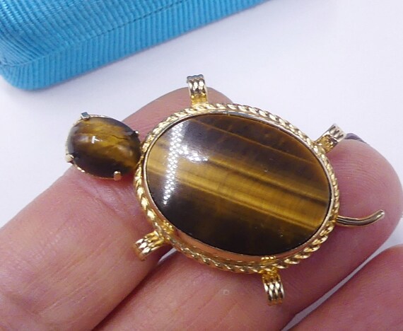 Vintage Signed Burt Cassell 12k Gold Filled & Tiger Eye Cabochon