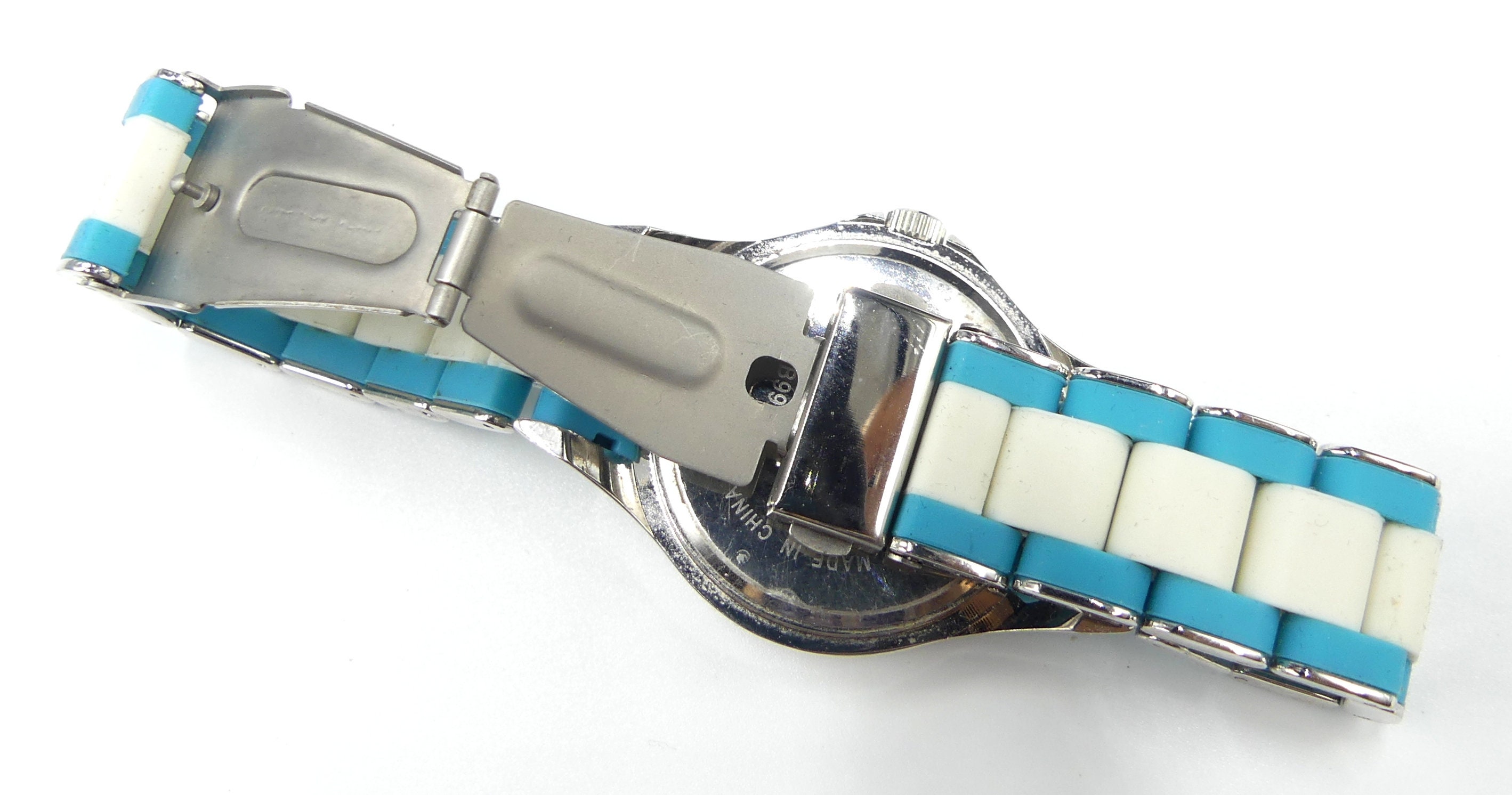Victoria Wieck Green/White Rubber Link and Crystal Bezel Watch. 2a14a82e98e2318bf672f5d3228bf4  main image 4