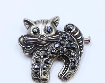 ヴィンテージ キャサリン ポペスコ ラ ヴィ パリジェンヌ キティ リボン パヴェ スワロフスキー クリスタル ピン ブローチ