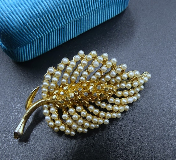Broche Vintage Kramer Années 50 - Salade De Fruits, Strass Et Perles, Or