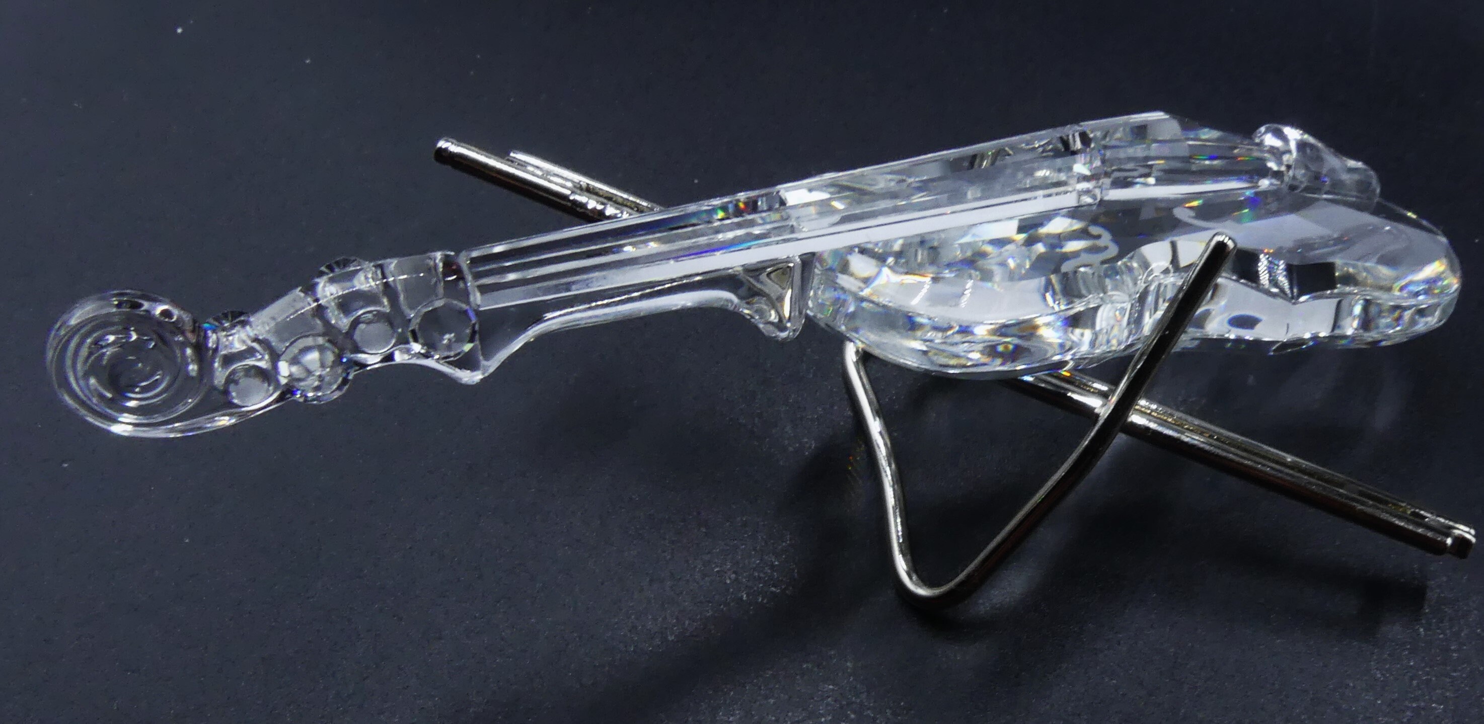 Vintage Swarovski Crystal Figurine Violin W Metal Holder Original