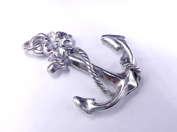 Vintage marked 925 sterling silver anchor pendant - image 3