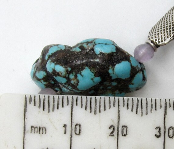 Vintage sterling silver & turquoise / amethyst ch… - image 7