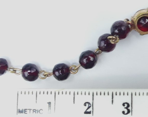 Vintage 30's gold filled & glass  garnet beads pe… - image 10