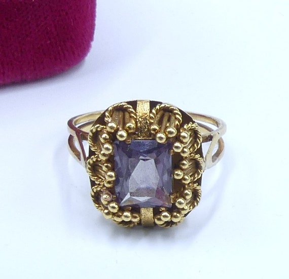 Vintage 14k gold filigree & amethyst ring size 7.5 - image 3