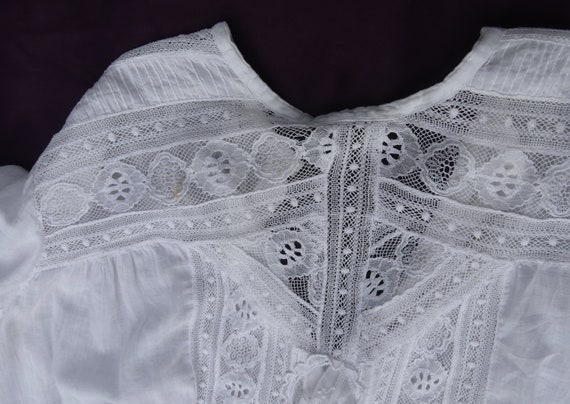Antique 1910's cotton & lace lady Edwardian long … - image 9