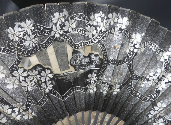 Antique Japanese hand paint on paper black white … - image 5