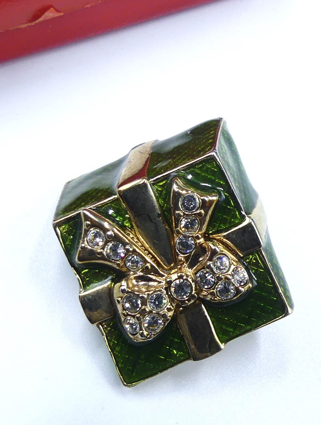 Broche Vintage Strass Rose Dans Sa Boîte D'origine - Bijou Rétro, Pierres Brillantes, Occasion