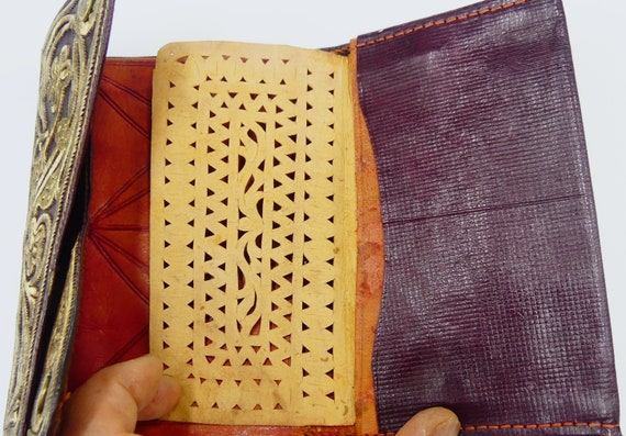 Antique 1910's Moroccan Judaism leather wallet ha… - image 7