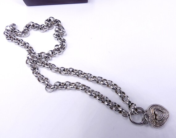 Vintage marked 925 N sterling silver chain & hear… - image 2