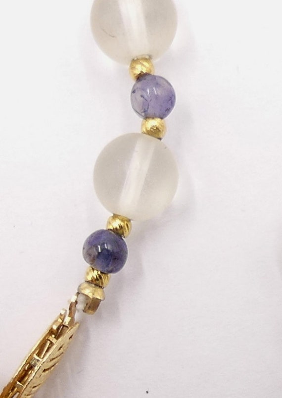 Vintage 14k gold clasp with frosted rock crystal … - image 6