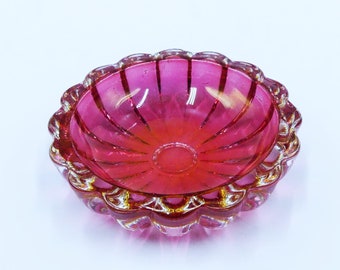 vintage gold cranberry glass small plate