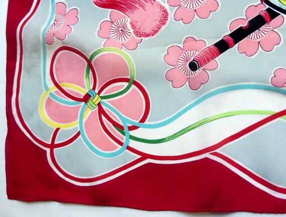 Brand new Japanese 50's hand hemming silk scarf - image 7