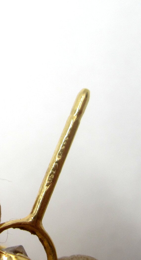 Vintage Italy 18k gold & cz/Iolite drop earrings - image 5