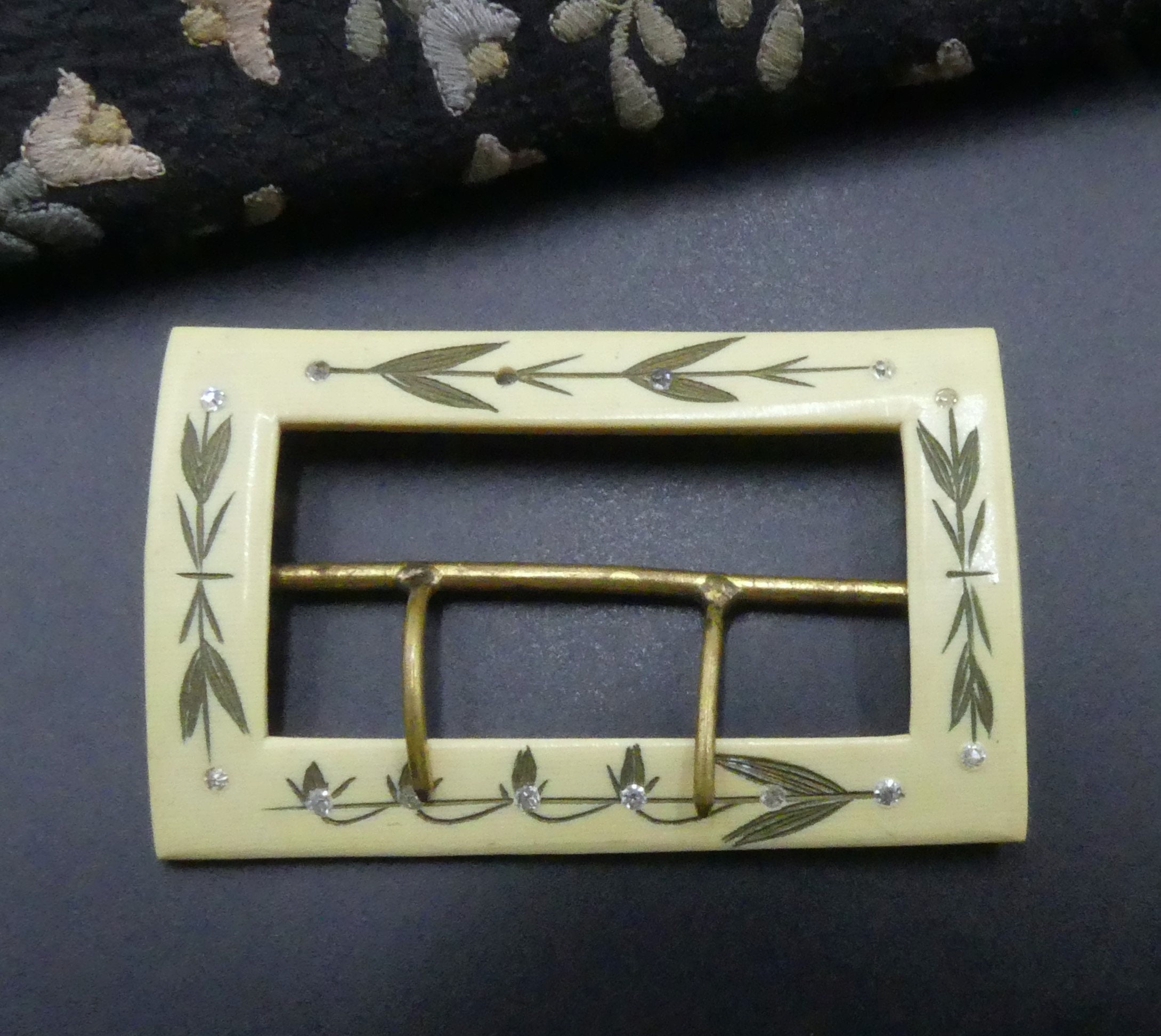 Antique Carved Celluloid Clear Rhinestone Belt Buckle - Etsy