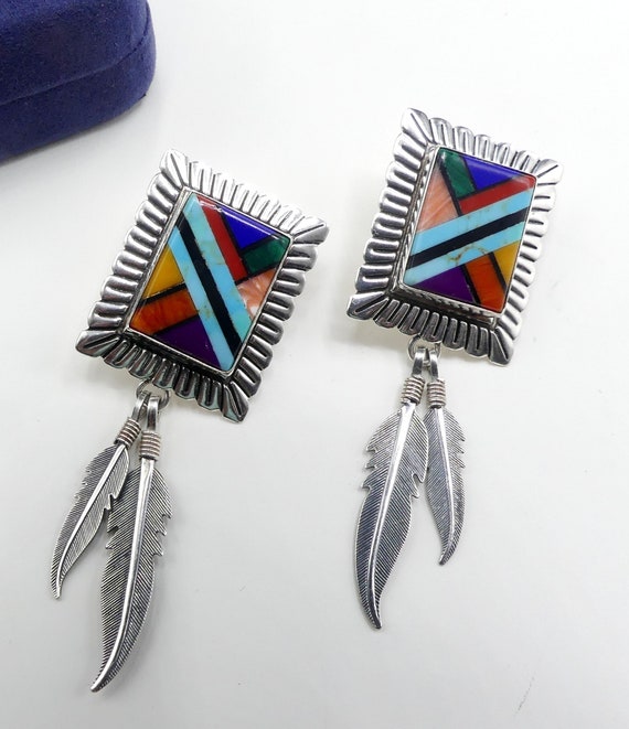 Intricate Vintage Southwestern Geomtric Sterling Silver Earrings Intricate Vintage Southwestern Geomtric Sterling Silver Earrings