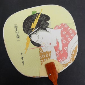Vintage Japanse papier Geisha hand fan post kaart ventilator A