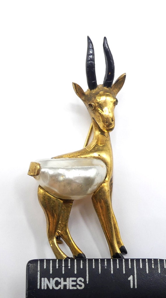 Vintage 30’s rare gold gilt Art Deco antelope sca… - image 6