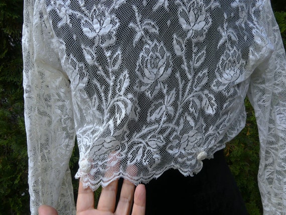 Antique 19th C French lace dress blouse color lig… - image 9