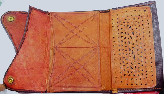 Antique 1910's Moroccan Judaism leather wallet ha… - image 6