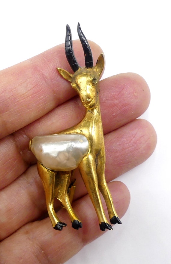 Vintage 30’s rare gold gilt Art Deco antelope sca… - image 2