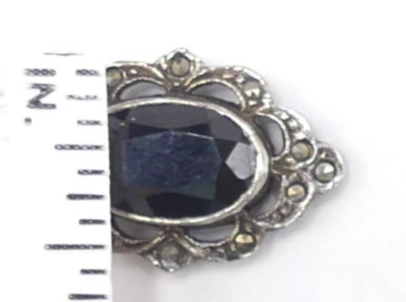 Vintage marked 925 marcasite /& faceted onyx post earrings