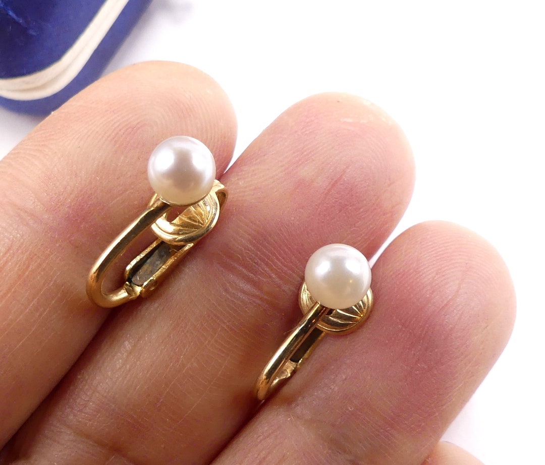 【VINTAGE HOLLYWOOD】14K Antique Pearl Earrings_VH2533EA502M Vintage Marked 14k Gold & Pearl Clip Earrings - Etsy