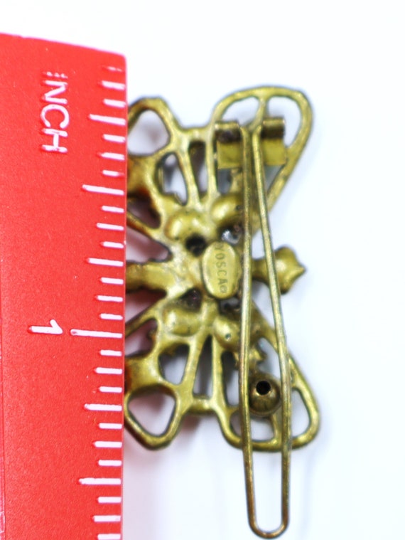 Vintage Marked Gerard Yosca Brass Tone W Rhinestone Faux 