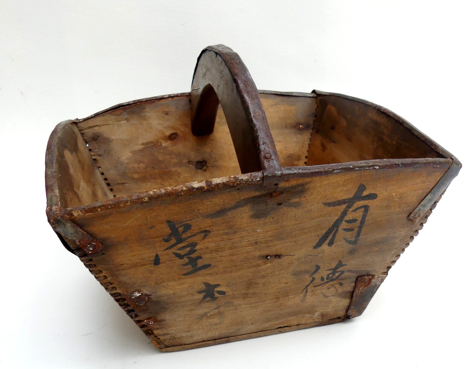 Antique Chinese handmade wooden rice bucket Etsy