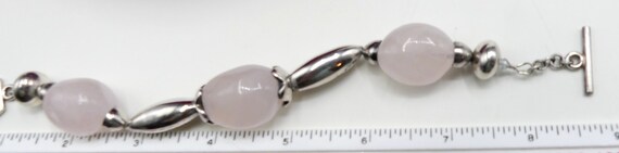 Vintage sterling silver light rose quartz bracelet - image 5