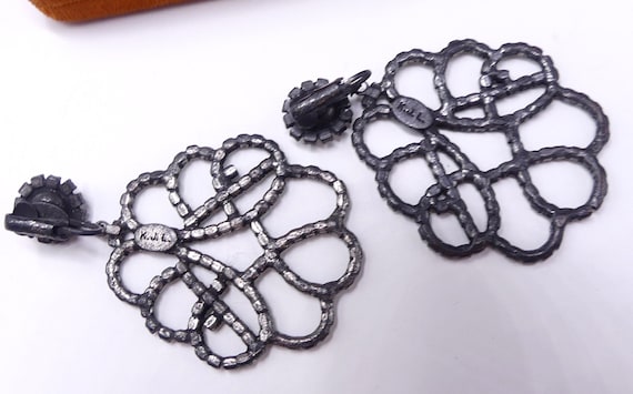 Vintage large signed Kenneth Jay Lane KJL dark si… - image 3