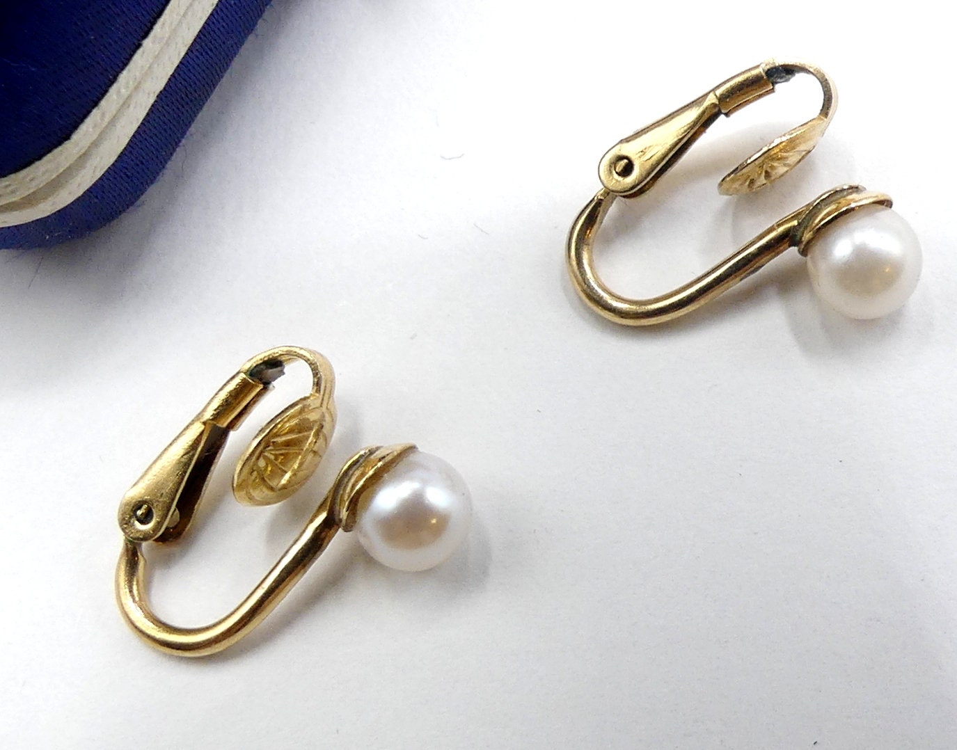 ★VINTAGE HOLLYWOOD★ [14k Gold] Antique Pearl Earrings_VH25 Amazing ERWIN Pearl Vintage 1980s Baroque Teardrop Pearl