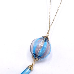 Vintage gold filled chain & Murano blown glass pendant necklace