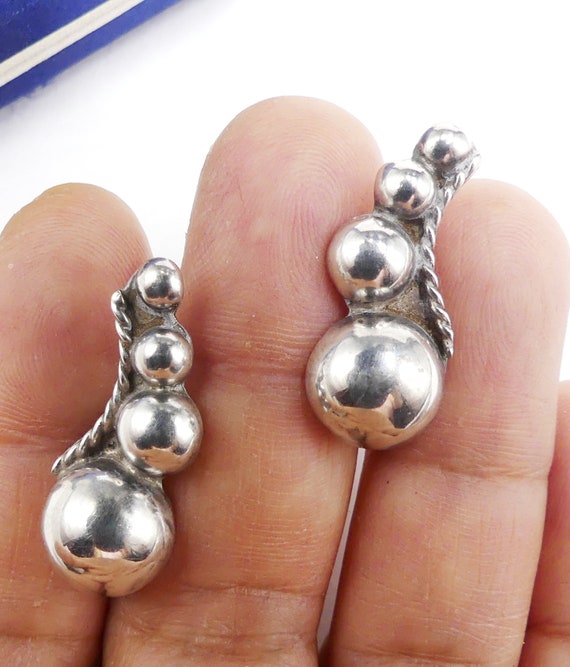 Vintage marked Mexico sterling beans screw backs … - image 5