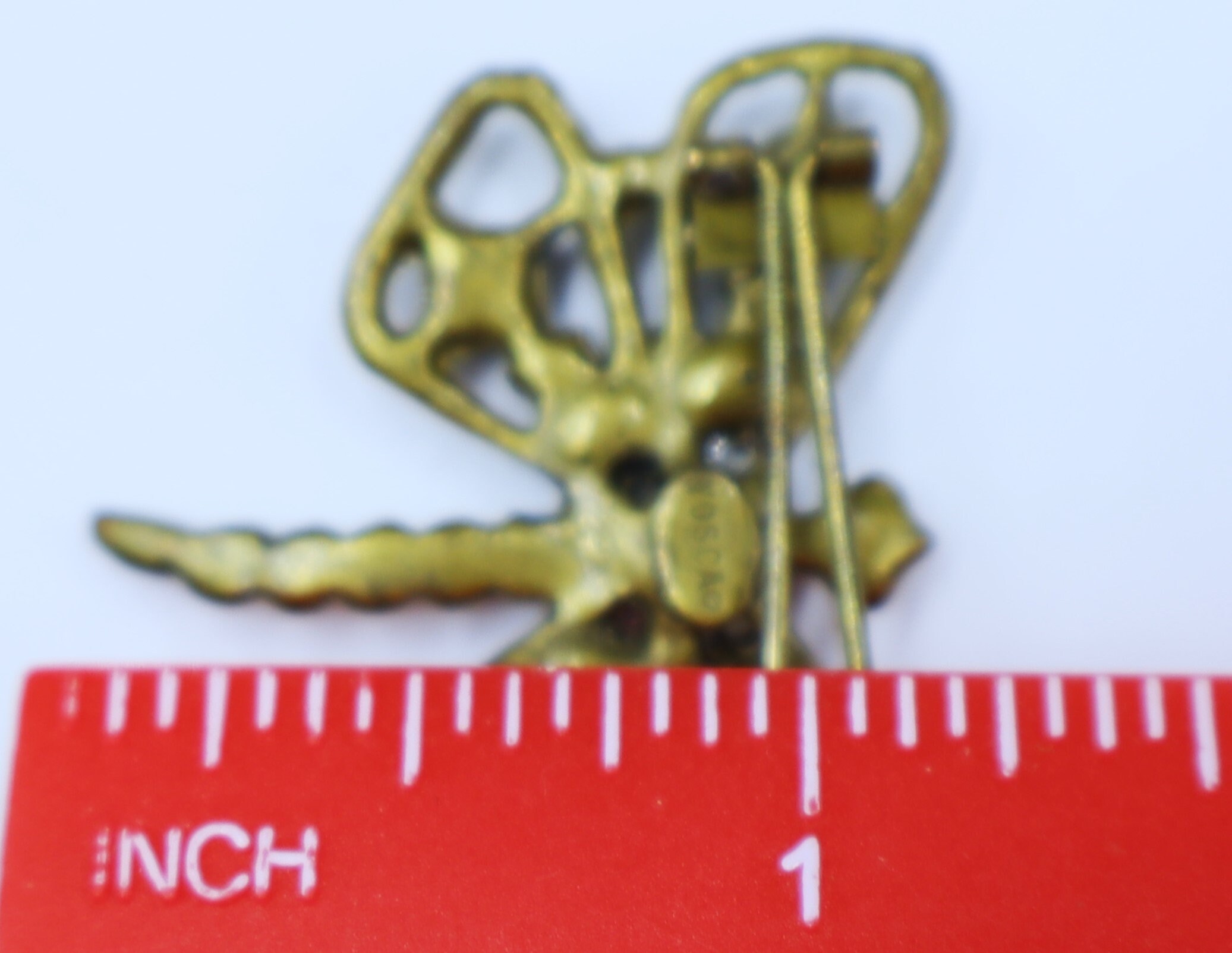 Vintage Marked Gerard Yosca Brass Tone W Rhinestone Faux 