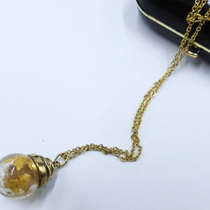 Vintage gold chain & lucite bottle terrarium gold power pendant necklace