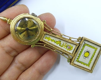 Vintage NORMANDIE Swiss Mechanical Watch Brooch: Art Deco  display picture 2