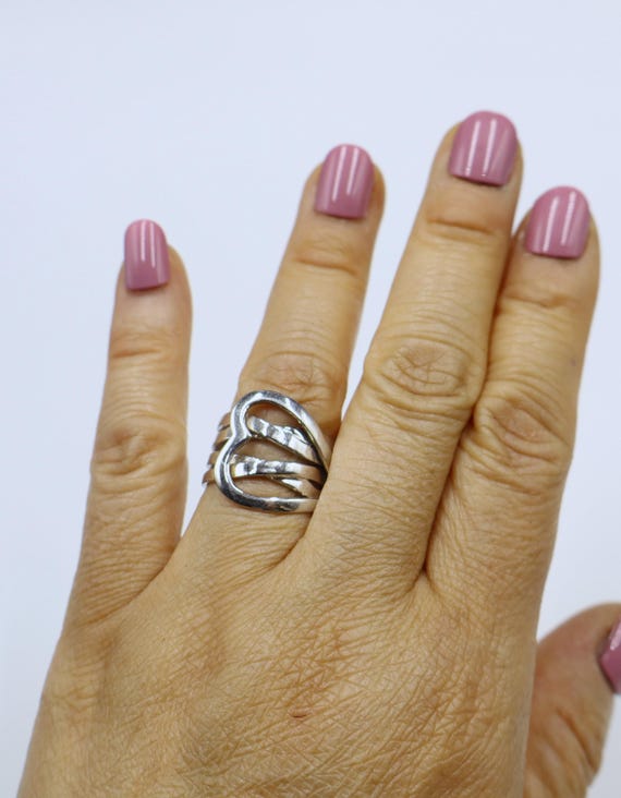 特価商品  Knot Heart Silver Sterling 925 Marked Vintage Ring Etsy - 8 Size アクセサリー