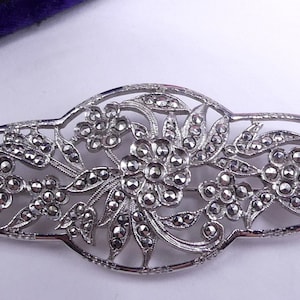 Vintage marked  sterling silver marcasite pin brooch