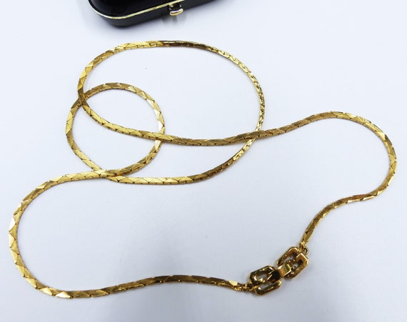 Vintage signed Givenchy gold plated chain necklace - image 2