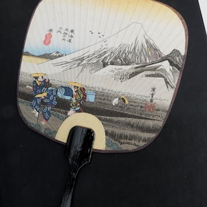 Vintage japanische Papierszene Hand Fächer Postkarte Fächer F